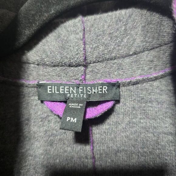 Eileen Fisher Purple Merino Wool Cardigan MP - Picture 3 of 4